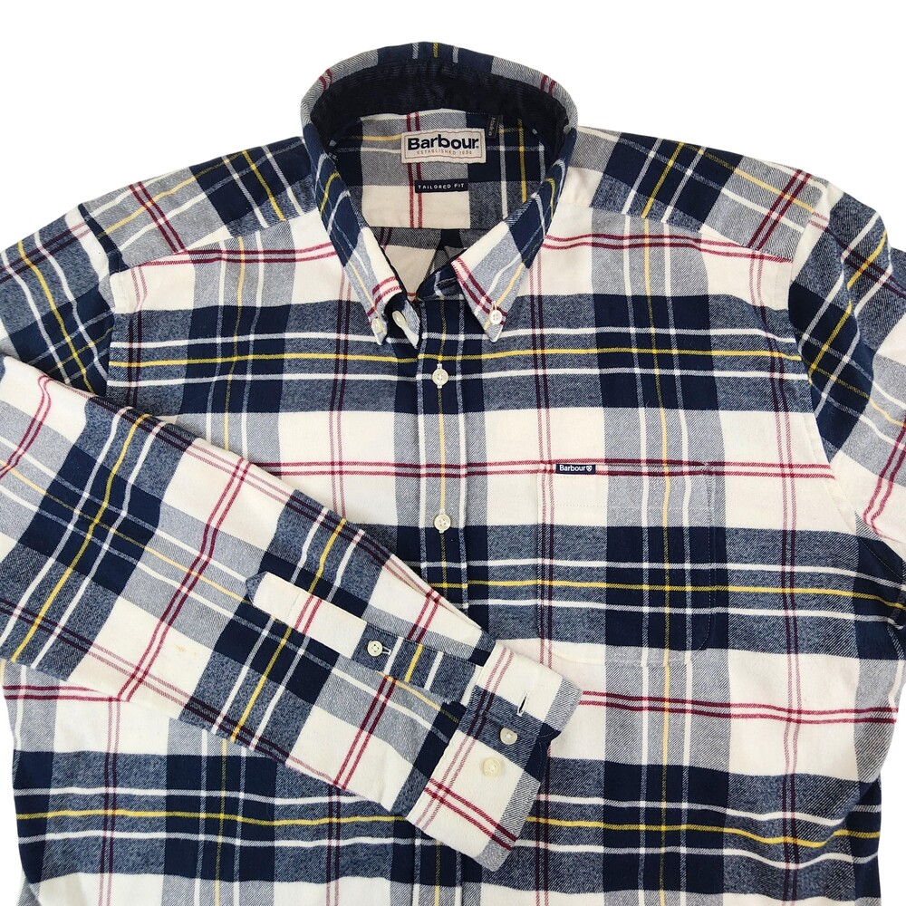Barbour Shirt Mens Large Multicolor Plaid Flannel Button Down Long Sleeve Casual